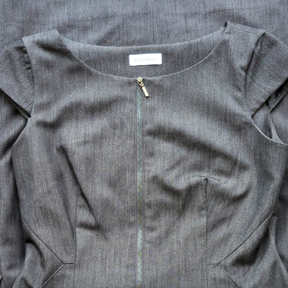 Calvin Klein Zip Front Gray Dress